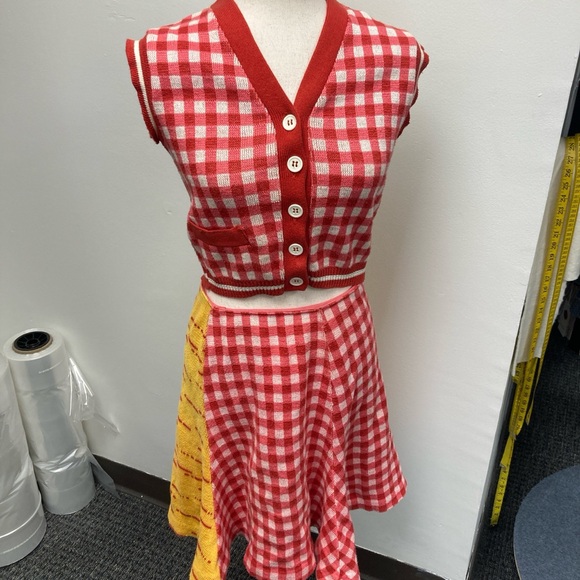 Vintage Betsey Johnson Alley Cat 70s Knit Gingham Set - Picture 2 of 9